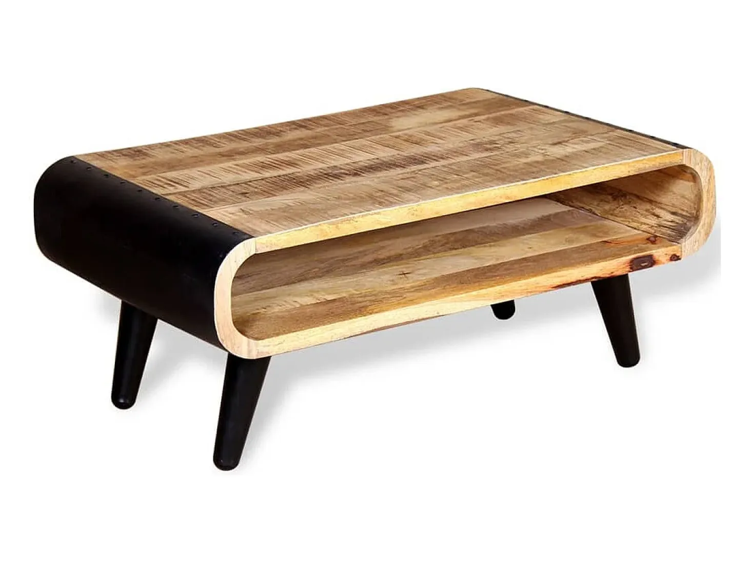 Mesa de centro de madera de mango rugosa 90x55x39 cm