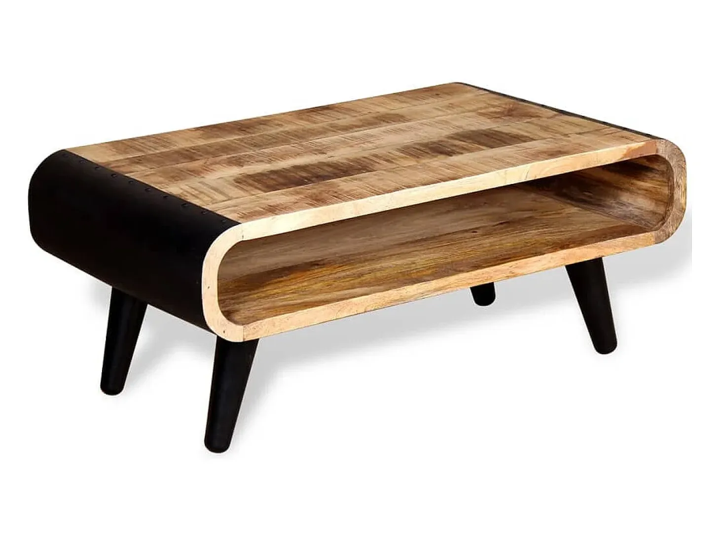 Mesa de centro de madera de mango rugosa 90x55x39 cm