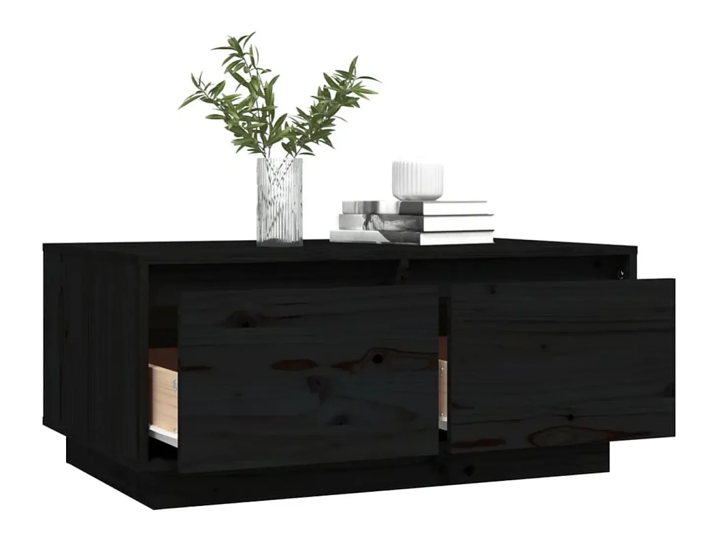 Mesa de centro de madera maciza de pino negro 80x50x35 cm