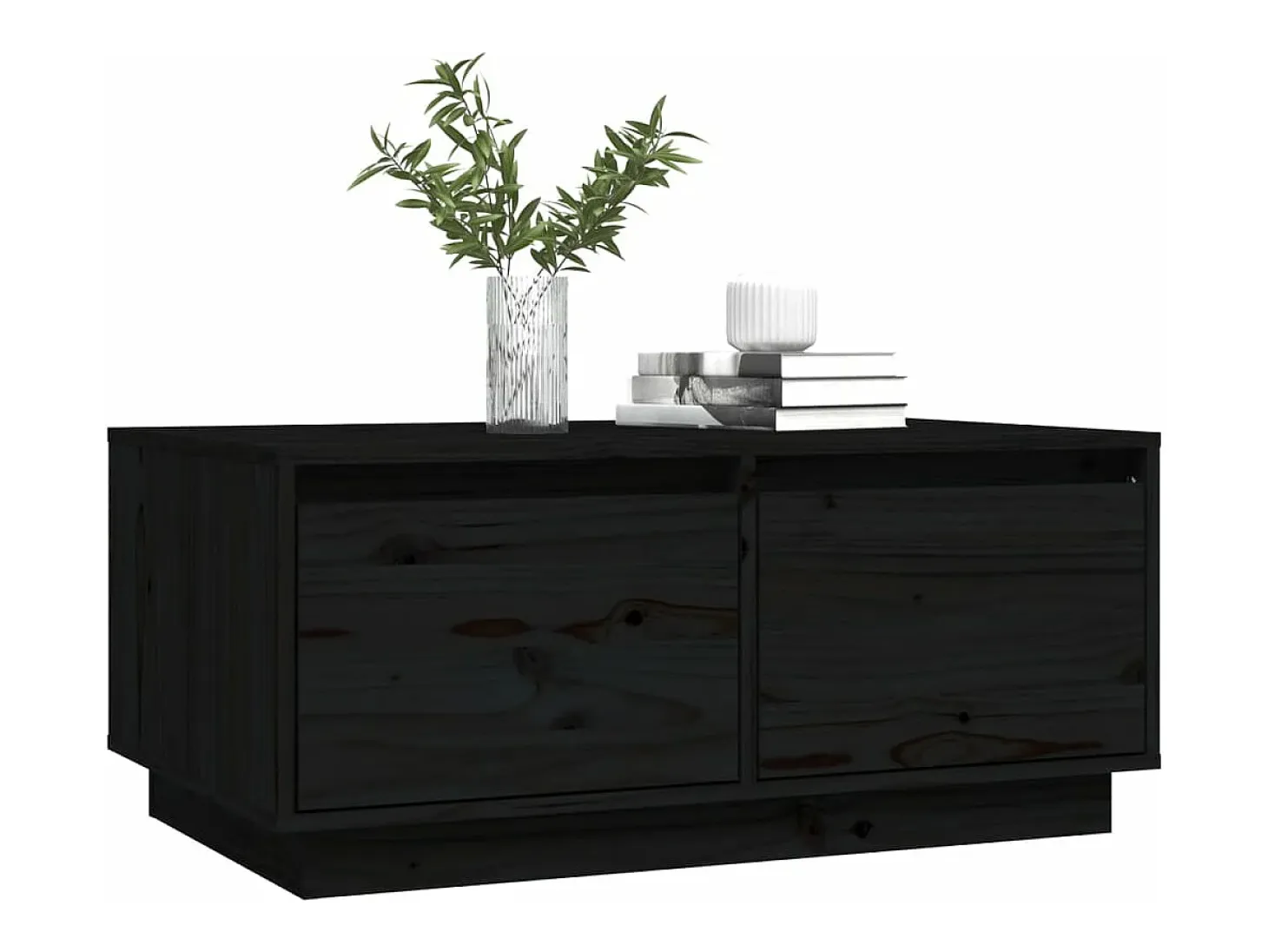 Mesa de centro de madera maciza de pino negro 80x50x35 cm