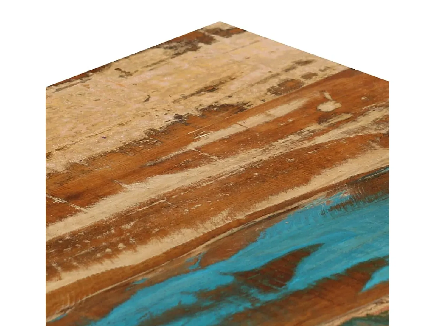 Mesa de centro de madera maciza reciclada y acero 100x50x35 cm