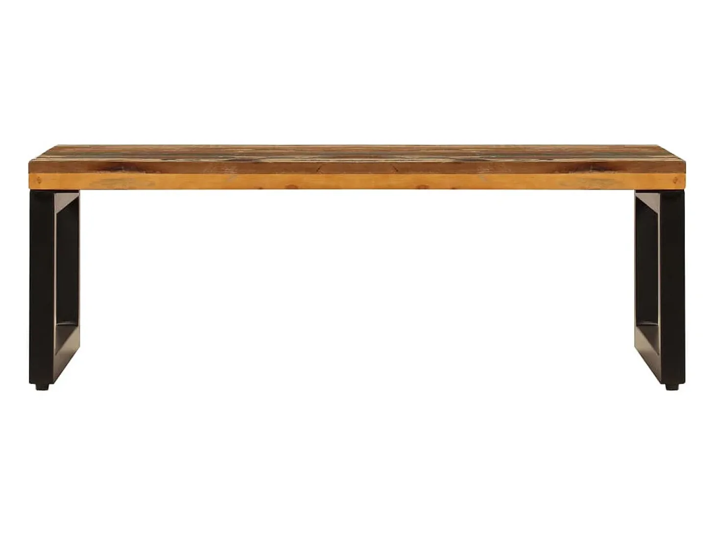 Mesa de centro de madera maciza reciclada y acero 100x50x35 cm