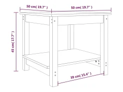 Mesa de centro de madera maciza de pino blanca 50x50x45 cm