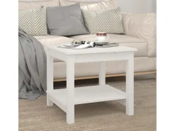 Mesa de centro de madera maciza de pino blanca 50x50x45 cm