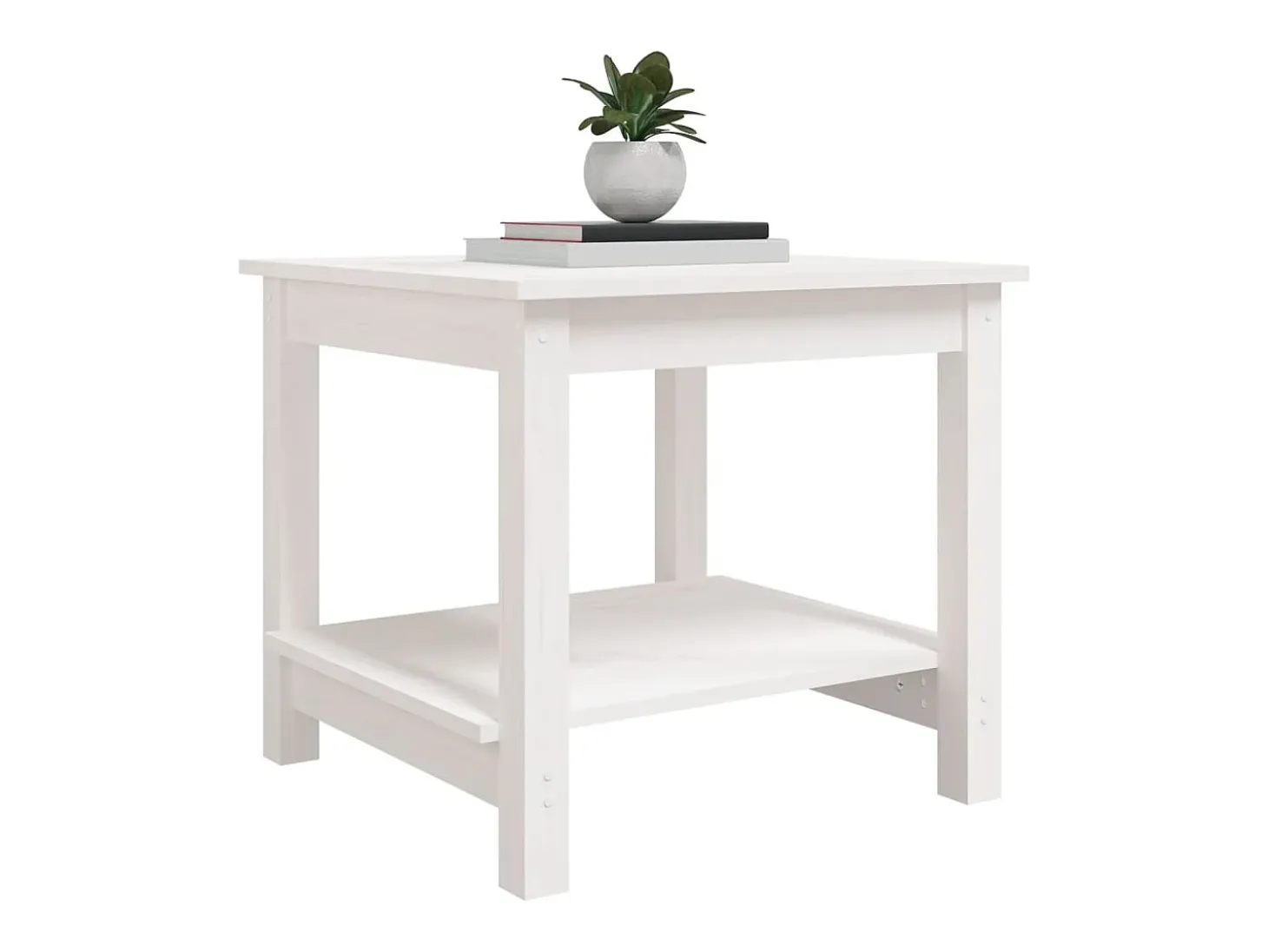 Mesa de centro de madera maciza de pino blanca 50x50x45 cm