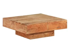 Mesa de centro de madera maciza de acacia 80x80x28 cm
