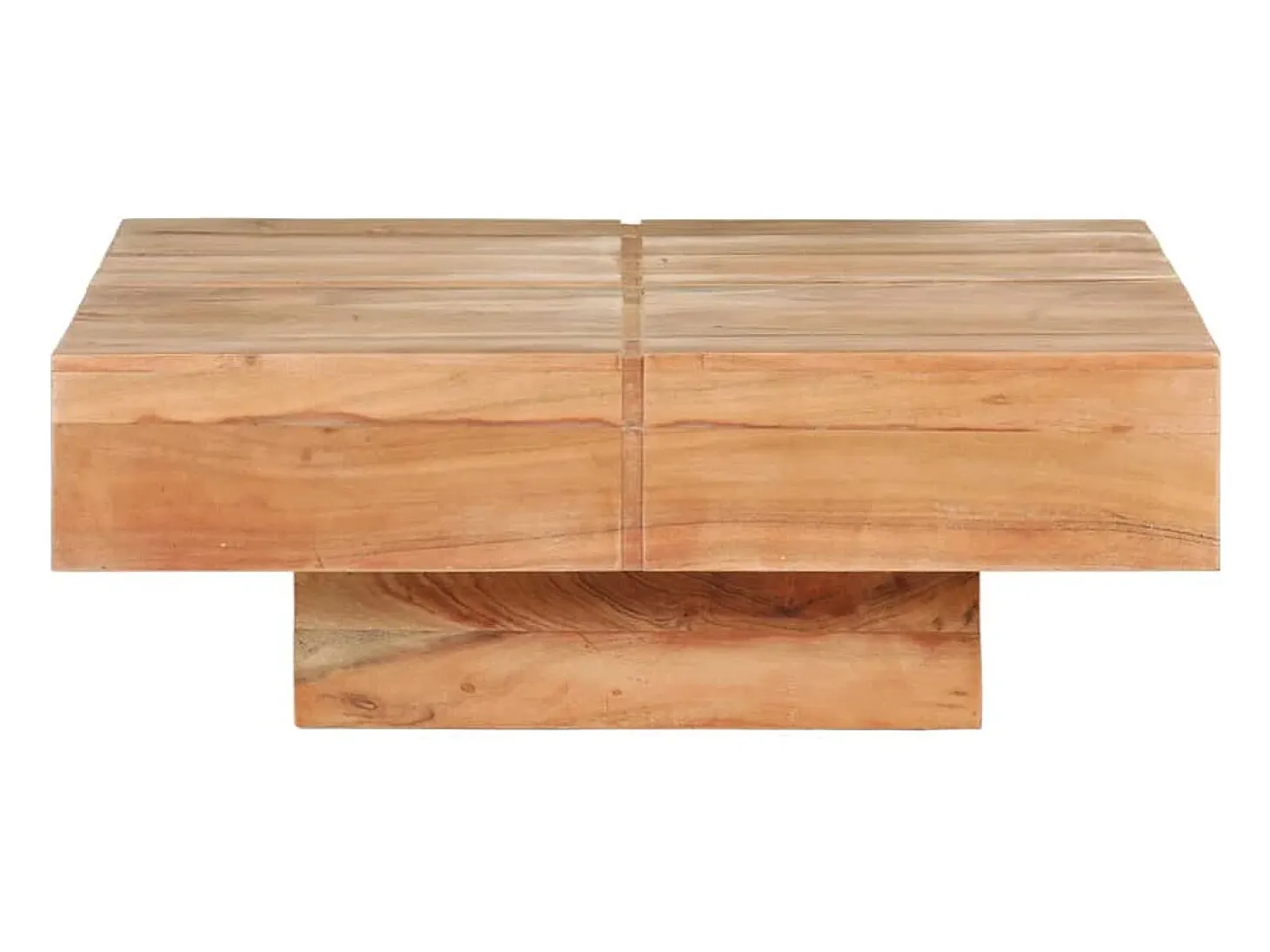 Mesa de centro de madera maciza de acacia 80x80x28 cm