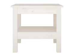 Mesa de centro de madera maciza de pino blanco 45x45x40 cm ES48229