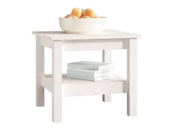Mesa de centro de madera maciza de pino blanco 45x45x40 cm ES48229
