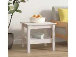 Mesa de centro de madera maciza de pino blanco 45x45x40 cm ES48229