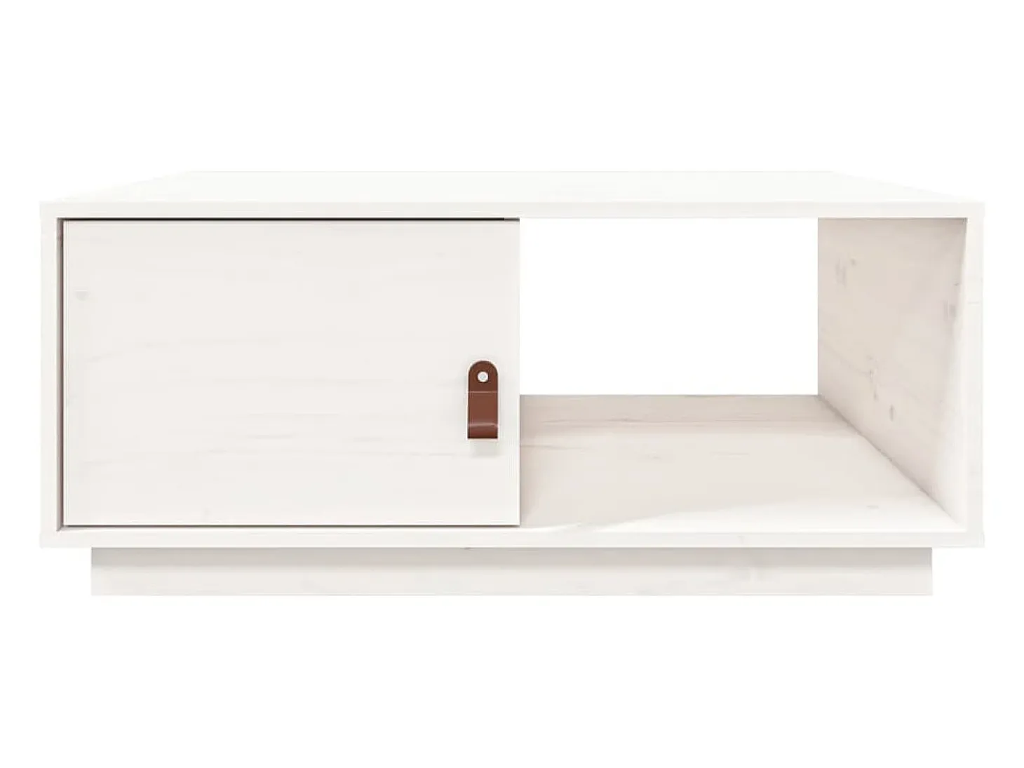 Mesa de centro de madera maciza de pino blanco 80x50x35,5 cm