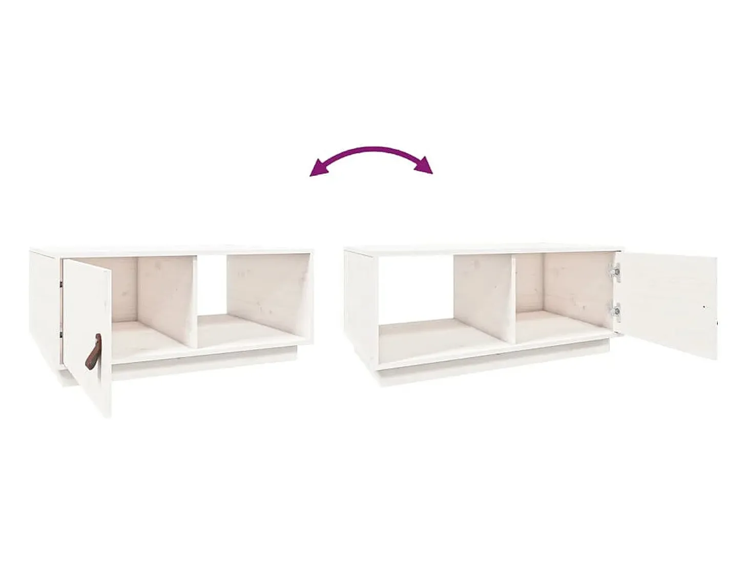 Mesa de centro de madera maciza de pino blanco 80x50x35,5 cm