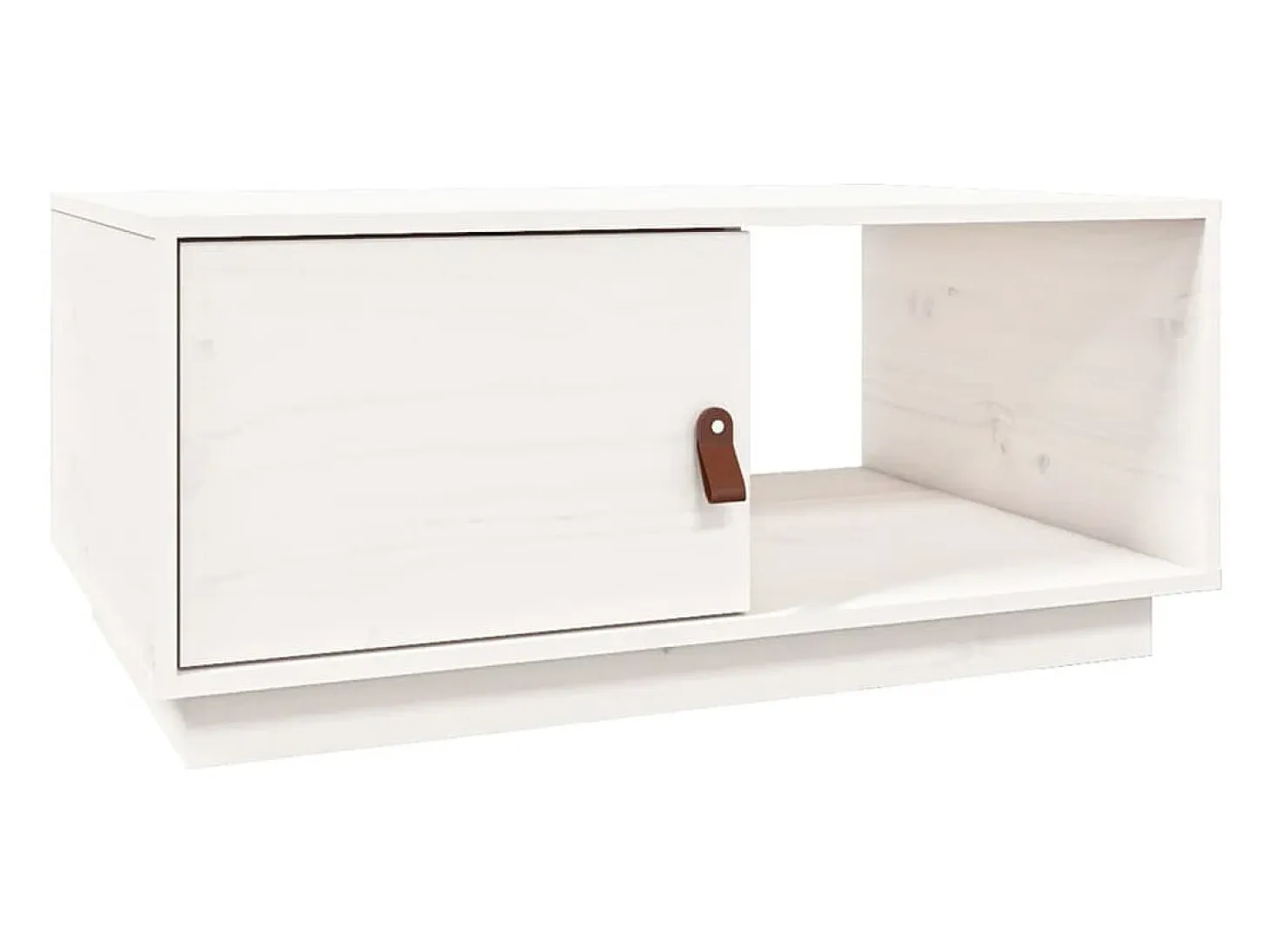 Mesa de centro de madera maciza de pino blanco 80x50x35,5 cm