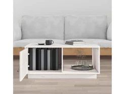 Mesa de centro de madera maciza de pino blanco 80x50x35,5 cm