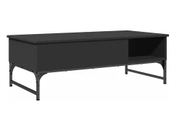 Mesa de centro de madera ingeniería y metal negro 100x50x35 cm