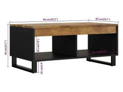 Mesa de centro de madera maciza mango 90x50x40 cm