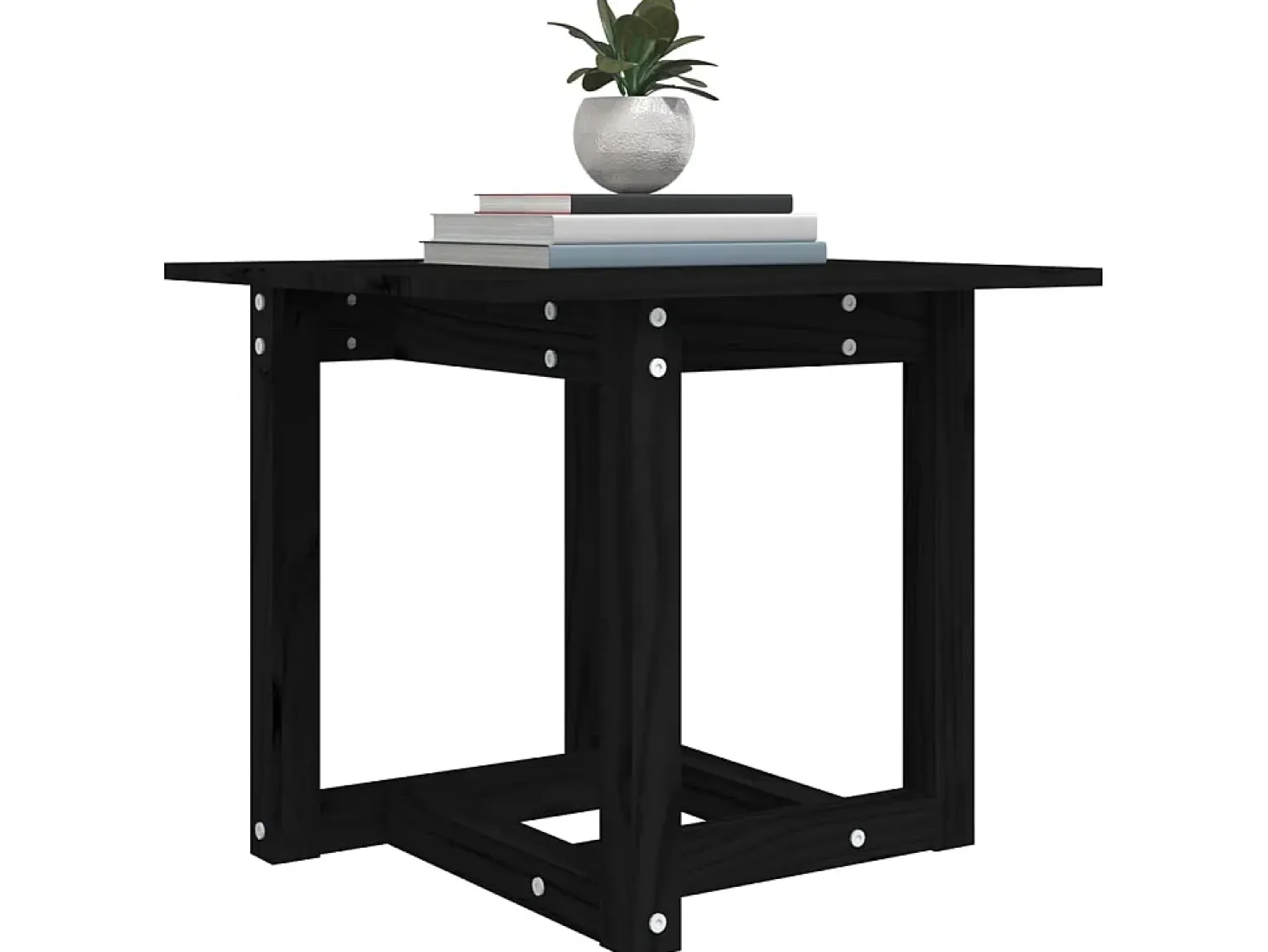 Mesa de centro de madera maciza de pino negro 50x50x45 cm ES40531