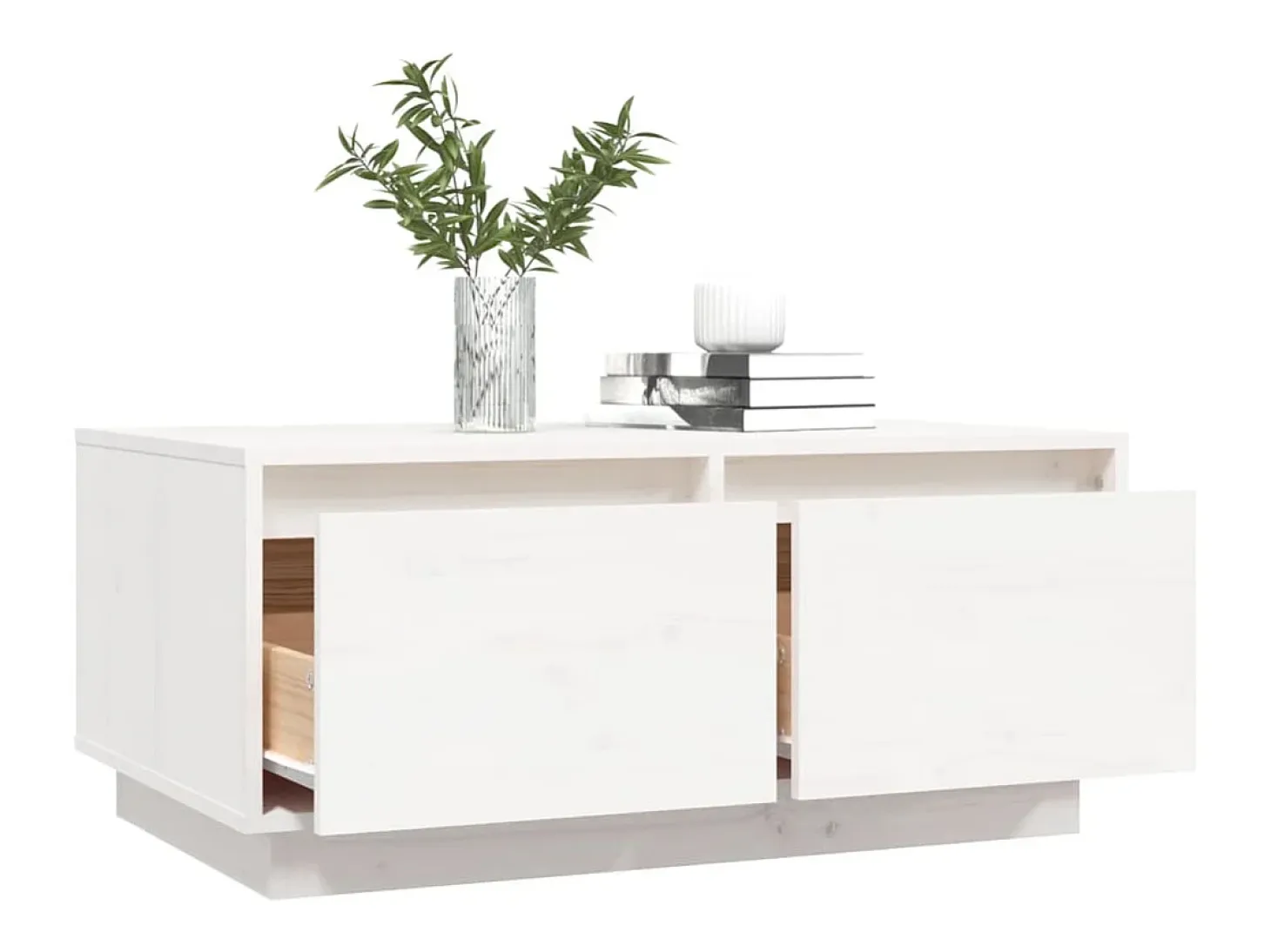 Mesa de centro de madera maciza de pino blanco 80x50x35 cm