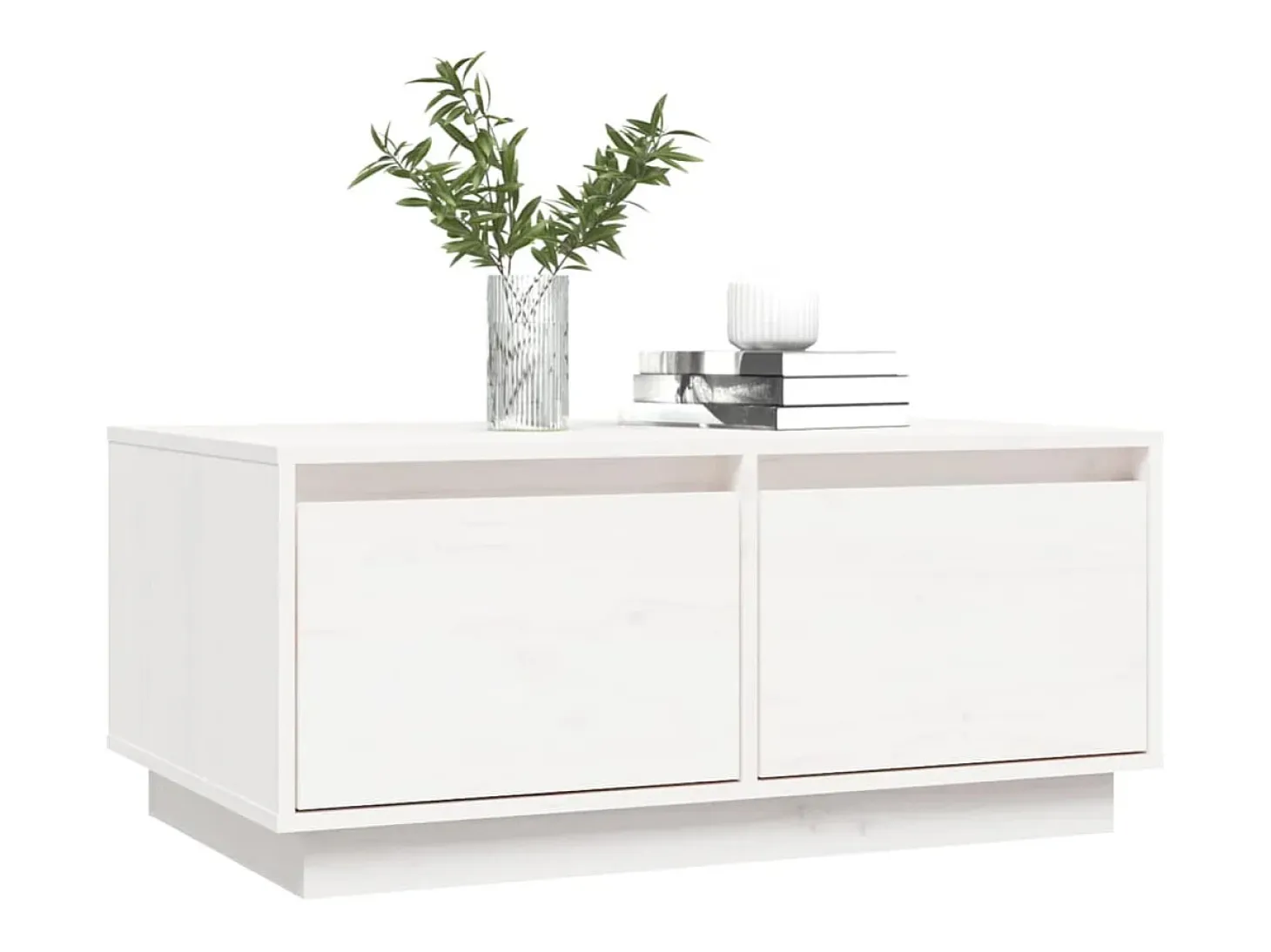 Mesa de centro de madera maciza de pino blanco 80x50x35 cm