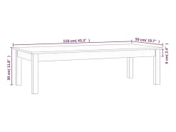 Mesa de centro de madera maciza de pino blanco 110x50x30 cm