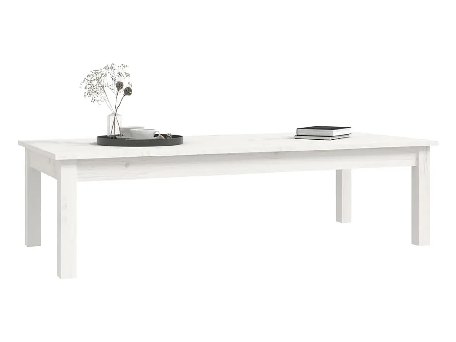 Mesa de centro de madera maciza de pino blanco 110x50x30 cm