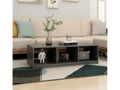 Mesa de centro de madera maciza de pino gris 110x50x34 cm