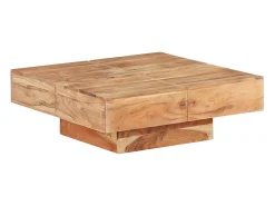 Mesa de centro de madera maciza de acacia 80x80x28 cm