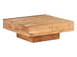 Mesa de centro de madera maciza de acacia 80x80x28 cm