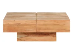 Mesa de centro de madera maciza de acacia 80x80x28 cm