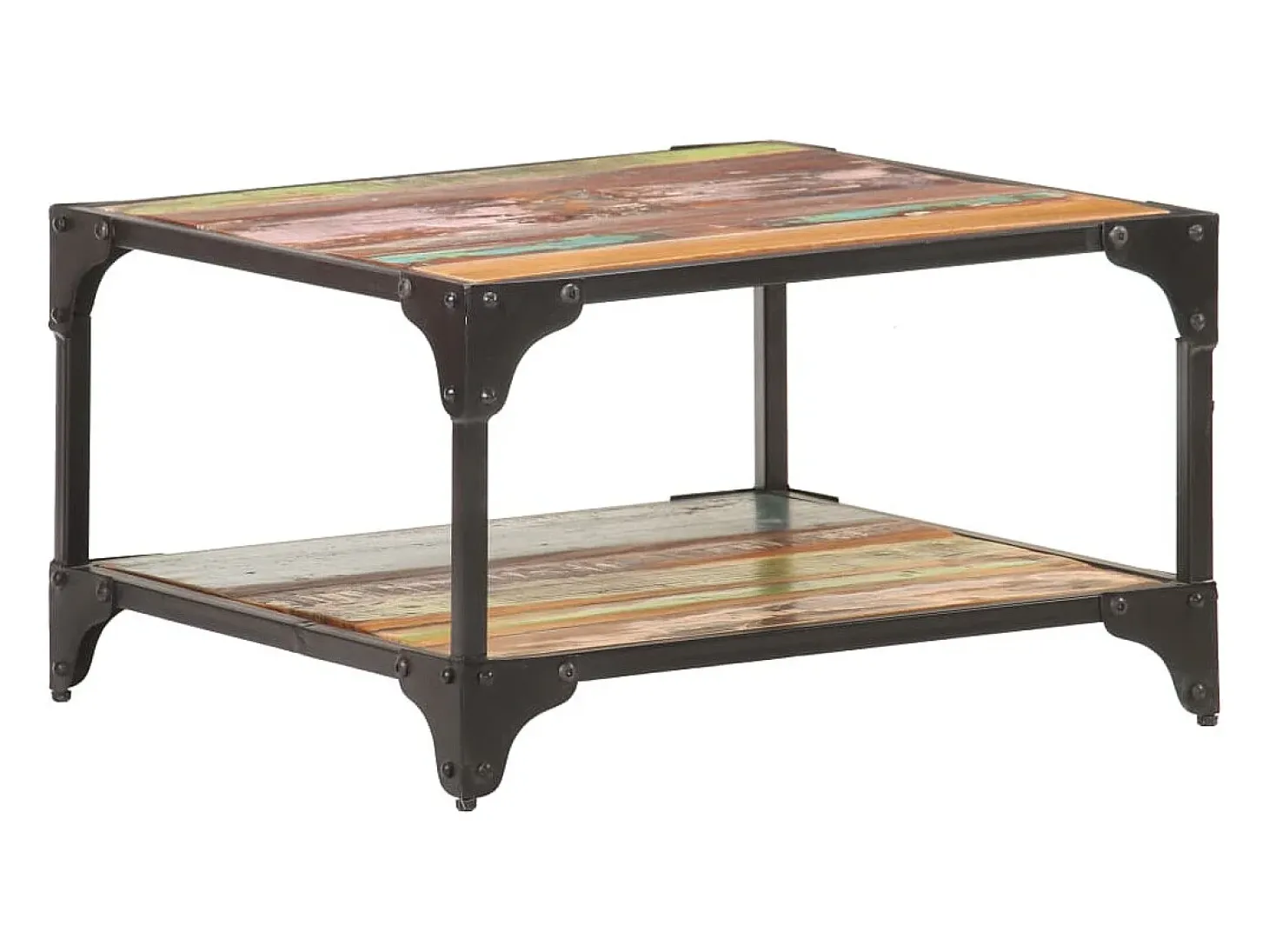 Mesa de centro de madera maciza reciclada 60x60x35 cm