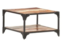 Mesa de centro de madera maciza reciclada 60x60x35 cm