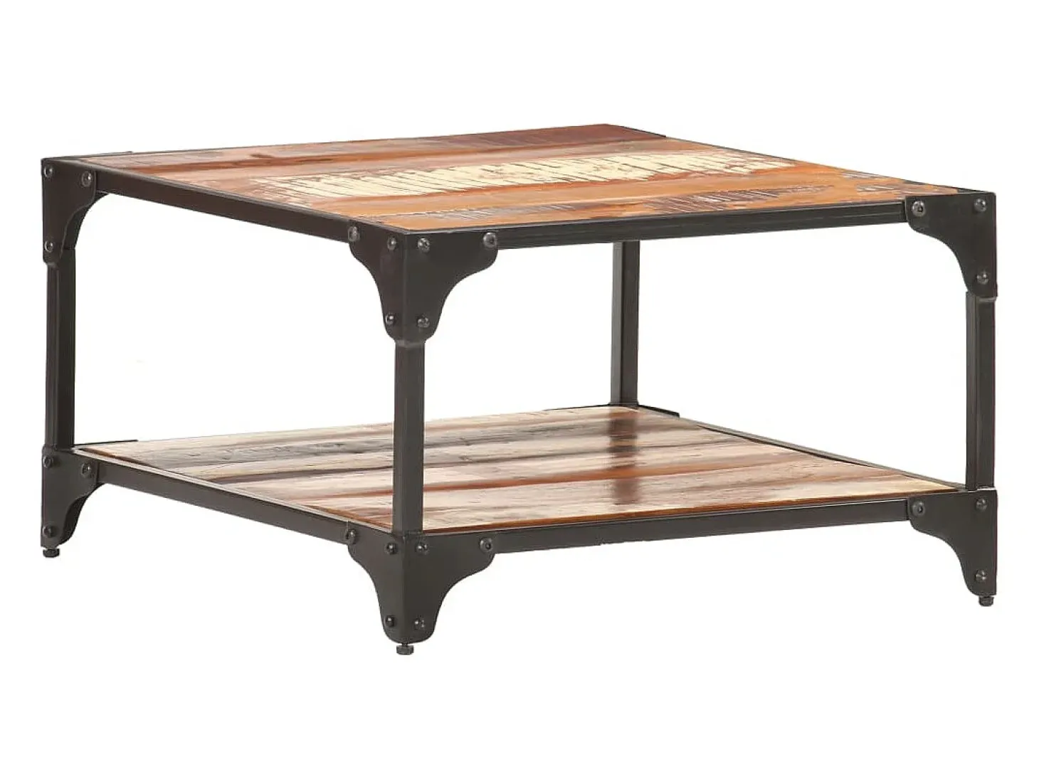 Mesa de centro de madera maciza reciclada 60x60x35 cm