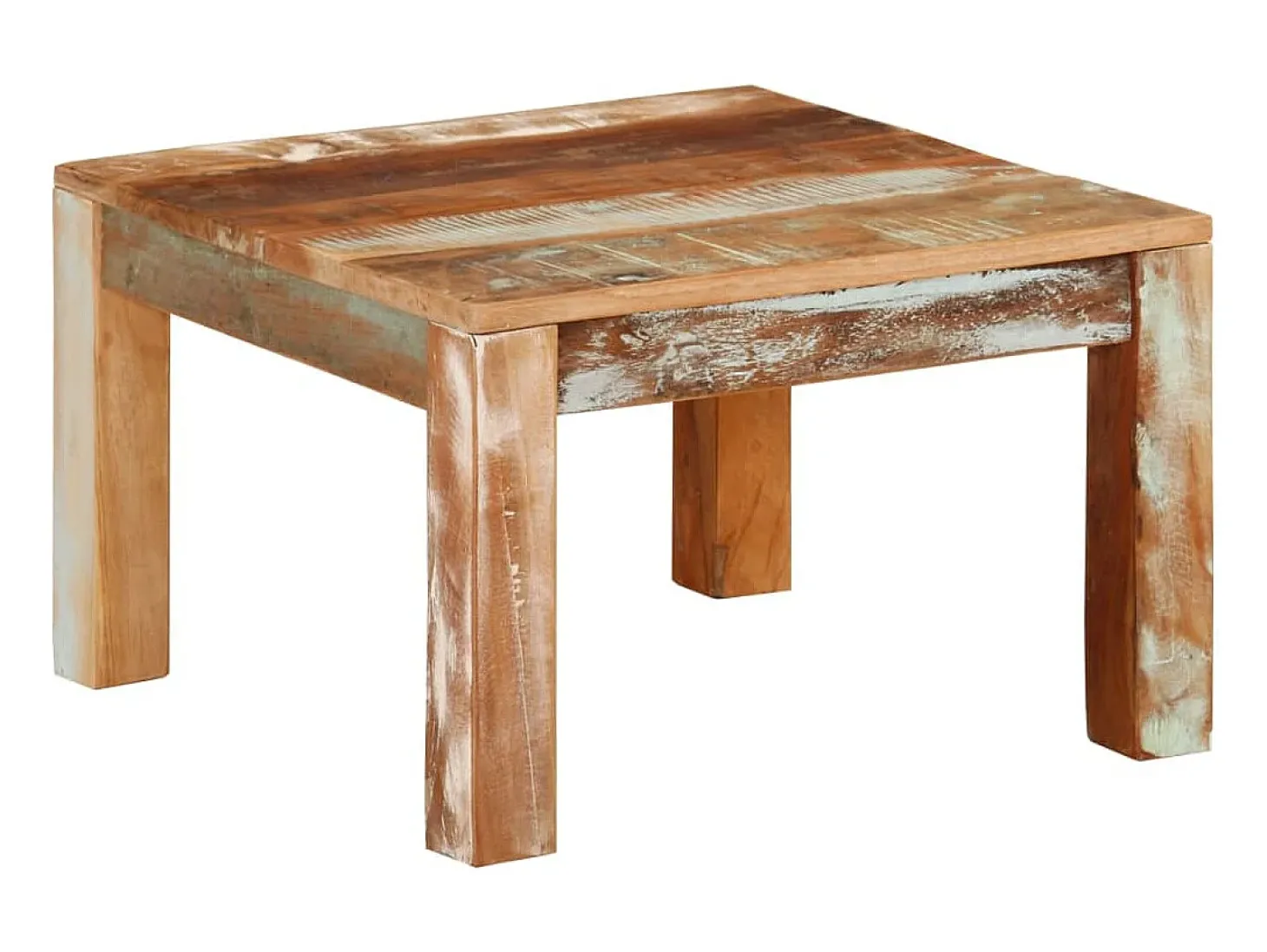 Mesa de centro de madera maciza reciclada 55x55x35 cm