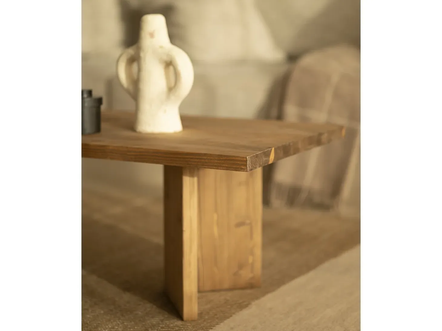 Mesa de centro de madera maciza en tono roble oscuro de 120x50cm - KYOTO - DECOWOOD