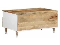 Mesa de centro de madera maciza mango 80x54x40 cm