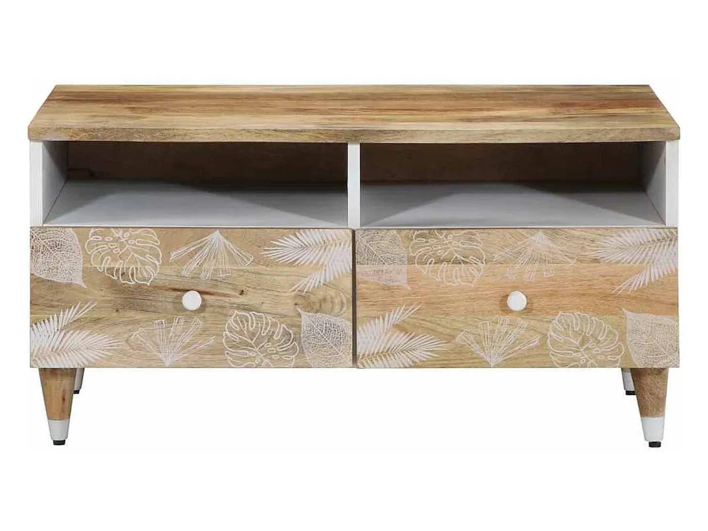 Mesa de centro de madera maciza mango 80x54x40 cm