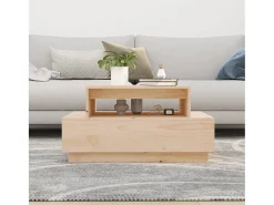 Mesa de centro de madera maciza de pino 80x55x40,5 cm