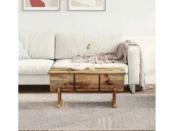 Mesa de centro de madera maciza de mango 88x50x40 cm