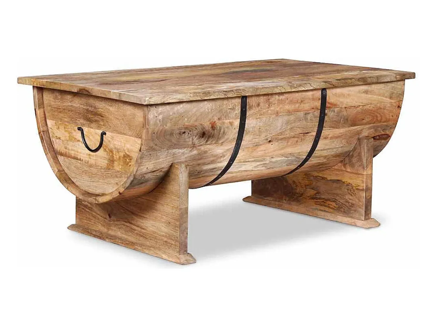 Mesa de centro de madera maciza de mango 88x50x40 cm