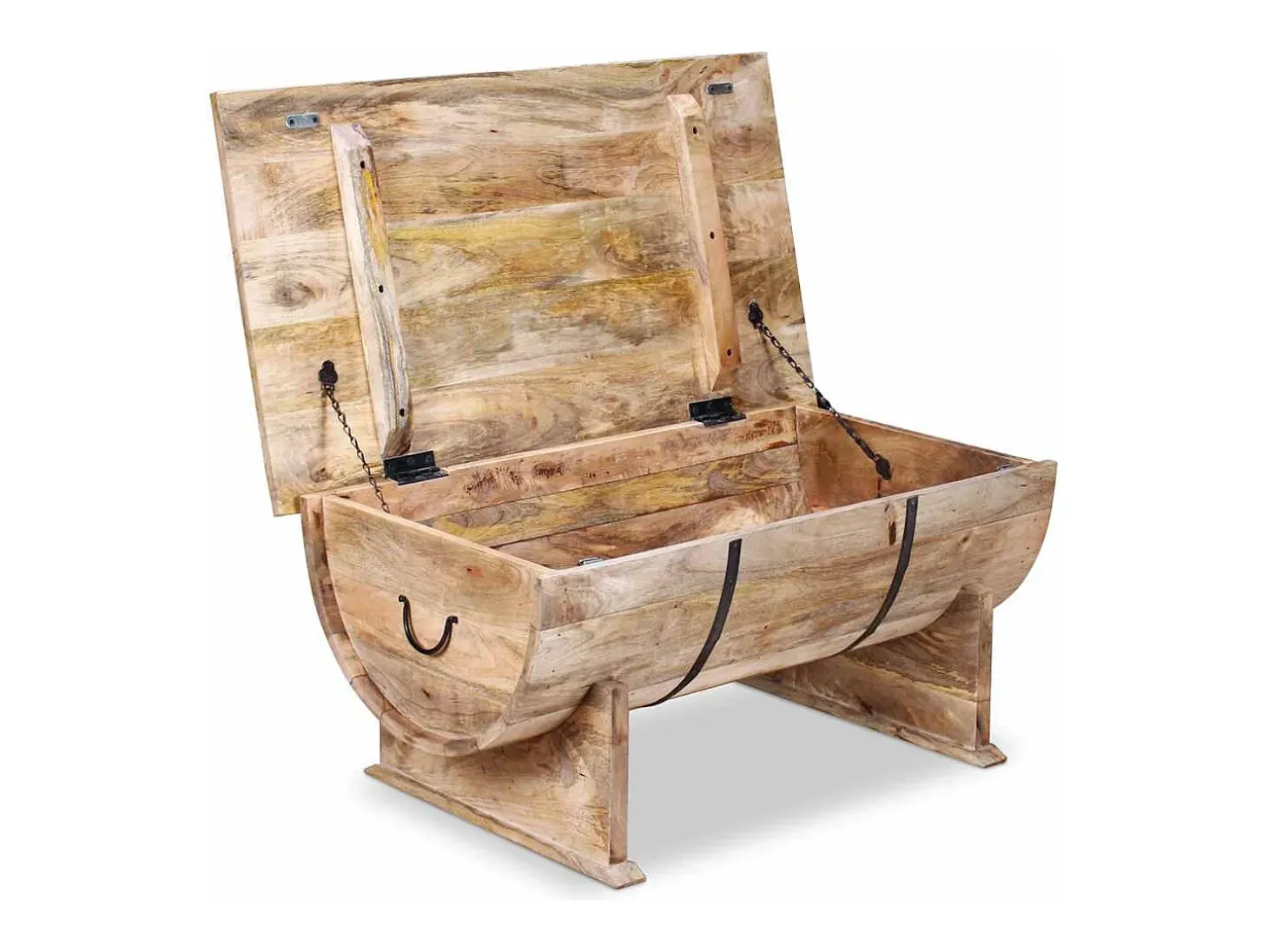 Mesa de centro de madera maciza de mango 88x50x40 cm