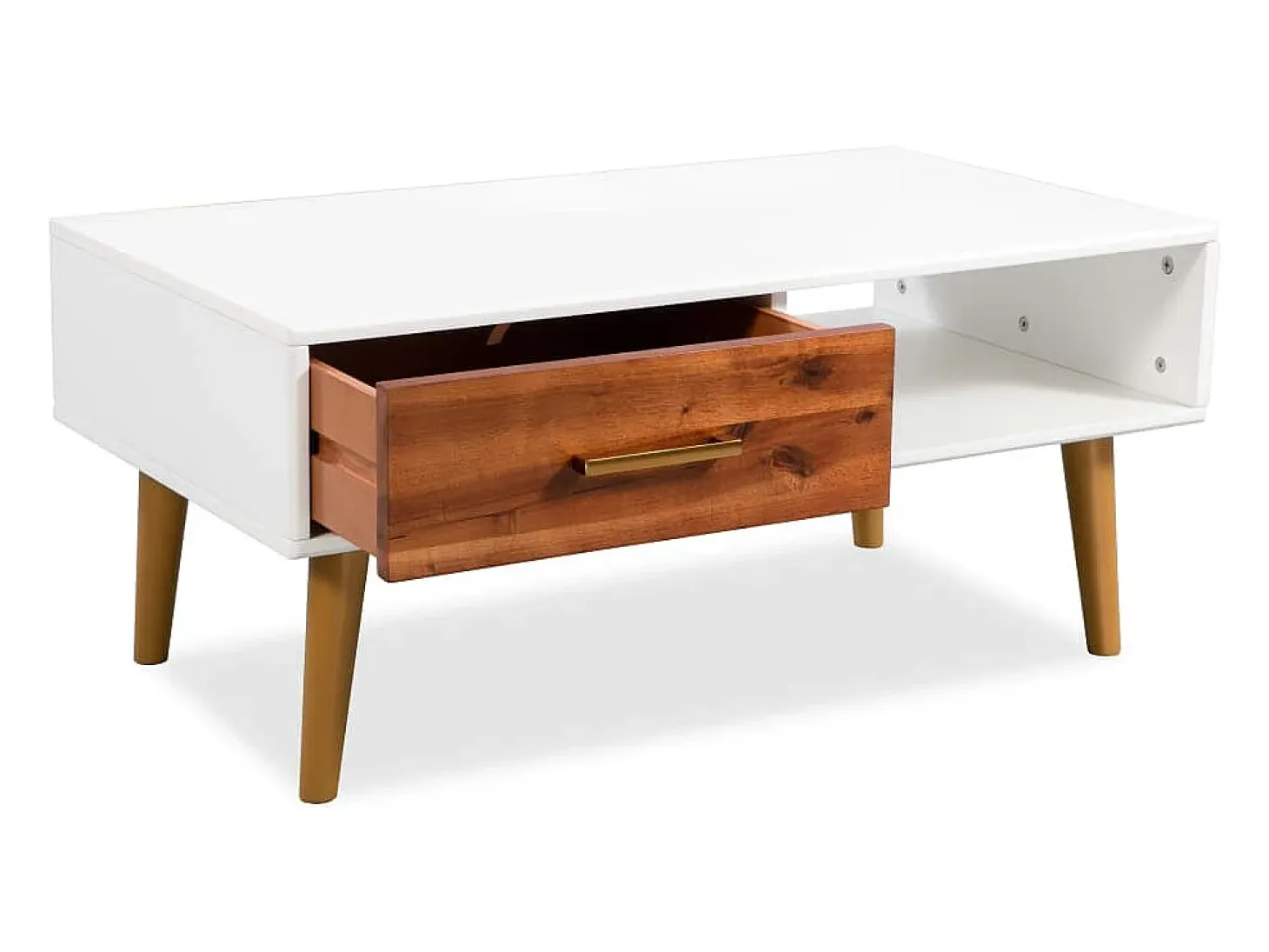 Mesa de centro de madera de acacia maciza 90x50x40 cm