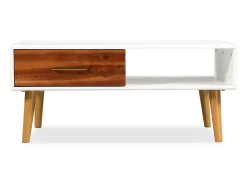 Mesa de centro de madera de acacia maciza 90x50x40 cm