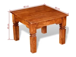 Mesa de centro de madera maciza 60x60x45 cm