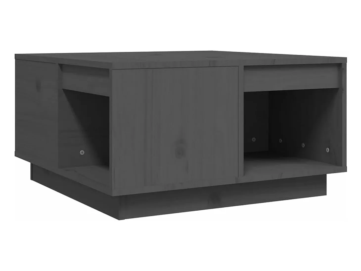 Mesa de centro de madera maciza de pino gris 60x61x32,5 cm