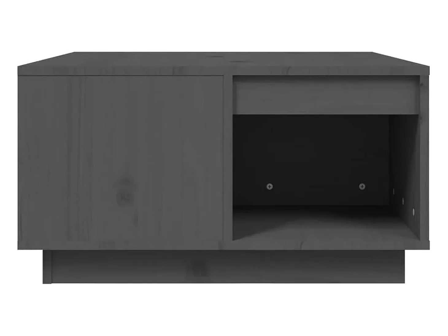 Mesa de centro de madera maciza de pino gris 60x61x32,5 cm