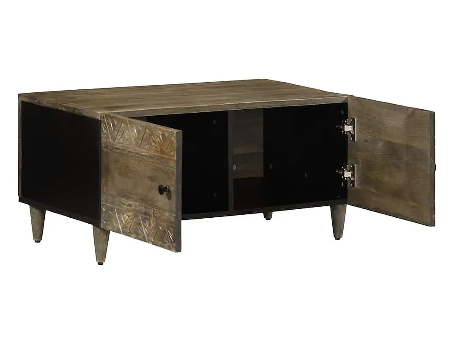 Mesa de centro de madera maciza de mango gris claro 80x50x40 cm
