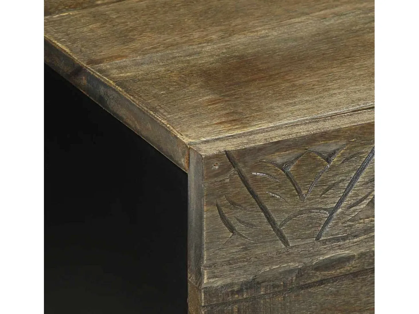 Mesa de centro de madera maciza de mango gris claro 80x50x40 cm