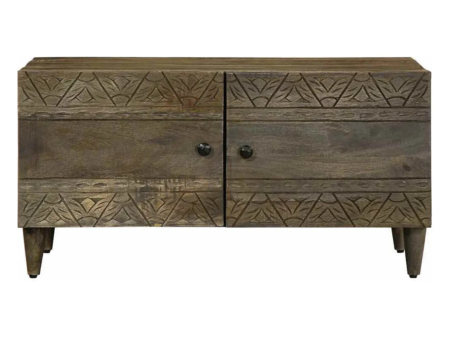Mesa de centro de madera maciza de mango gris claro 80x50x40 cm