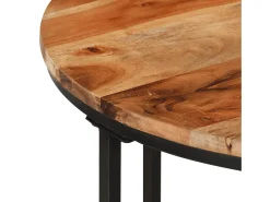 Mesa de centro de madera maciza de acacia y hierro 35x35x30 cm