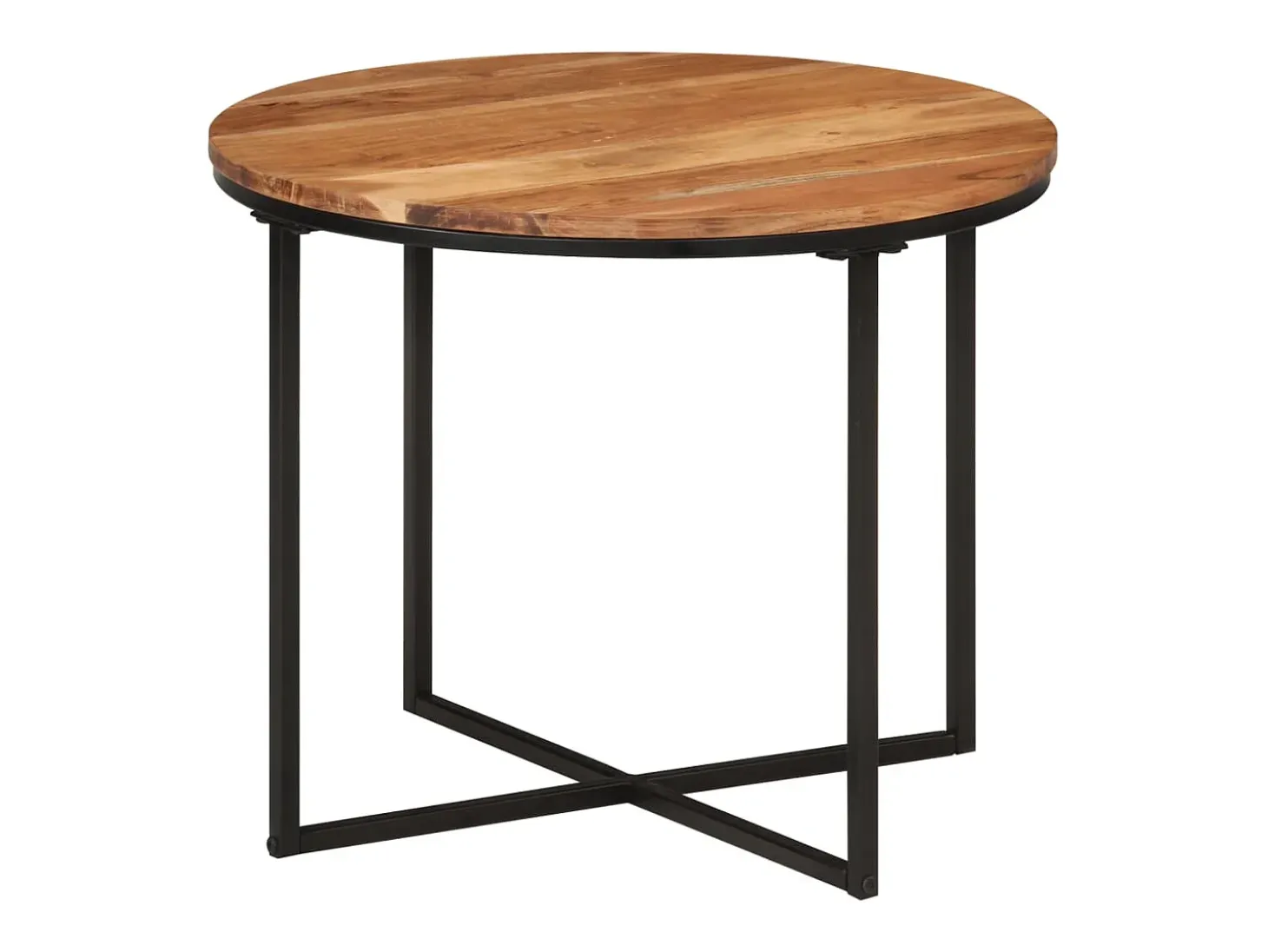 Mesa de centro de madera maciza de acacia y hierro 35x35x30 cm